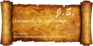Jeremiás Sándor névjegykártya