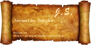 Jeremiás Sándor névjegykártya