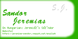sandor jeremias business card